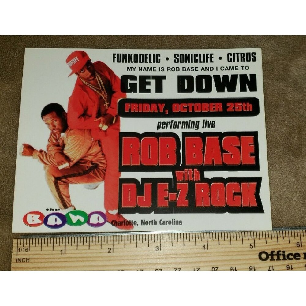 ROB BASE & DJ E-Z ROCK concert hand flyer charlotte nc